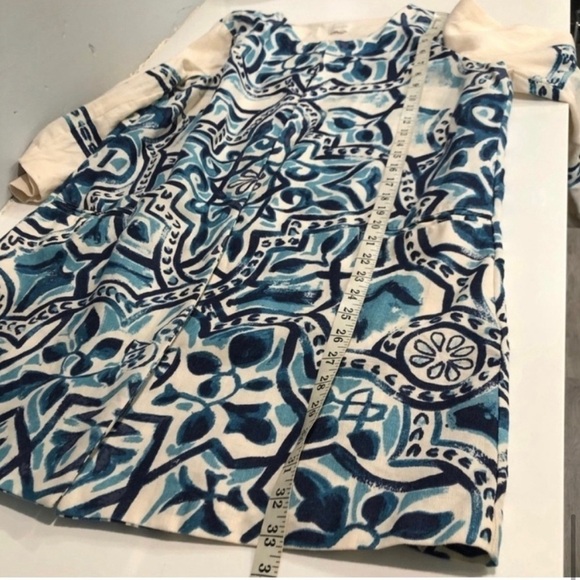 Chico’s Artisan Printed Linen Jacket blue, cream - Picture 15 of 16